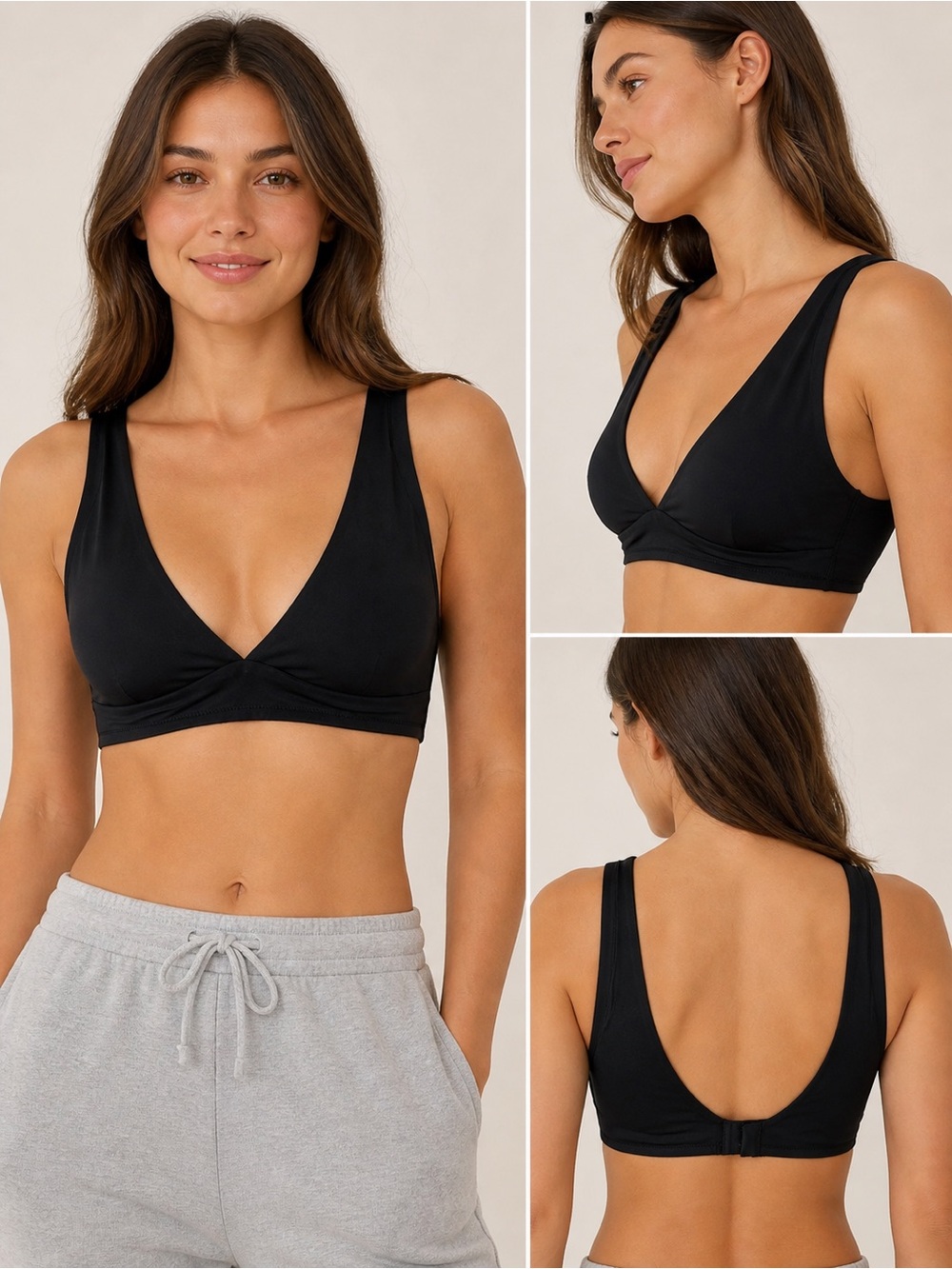 MATE The Label Tencel Wireless Triangle Bra Black Size M NWT Soft Lounge